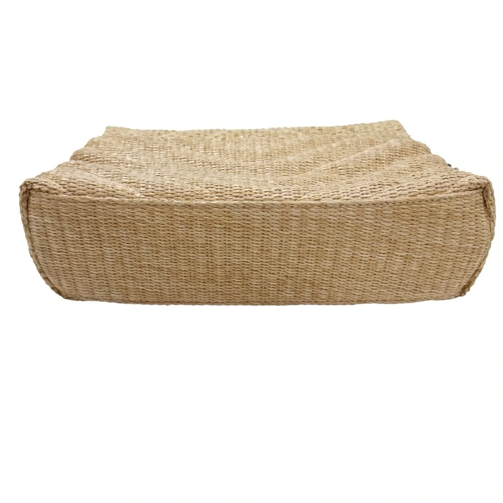 Straw Raffia Cream Tan Chevron Flap Shoulder Crossbody Bag - Picture 7 of 9